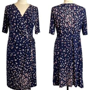 Motherhood Blue Sheath Midi Dress V-Neck Short Sleeve Size L